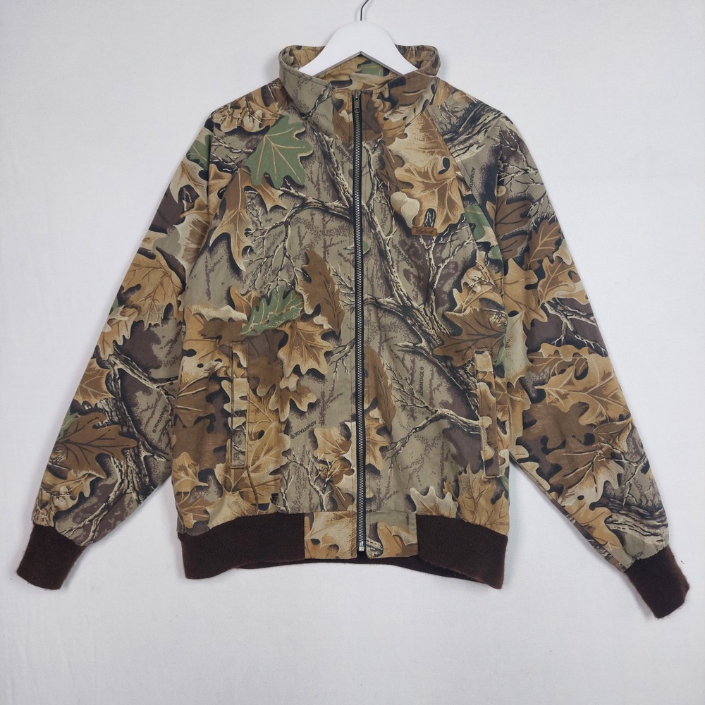 Woolrich Mens Large Advantage Timber Camo Full Bomber Jacket Outdoor Hunting, L